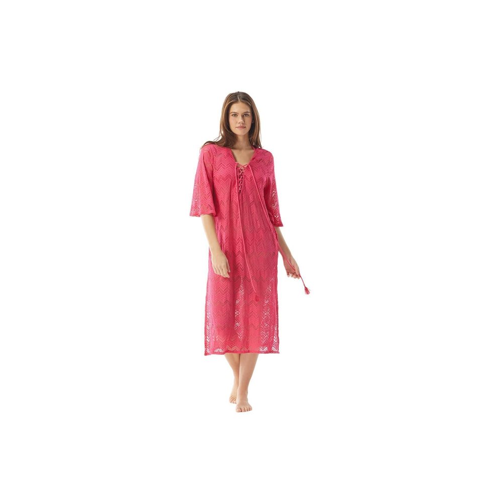 Vince Camuto Crochet Caftan Cover-Up Dragon Fruit MD